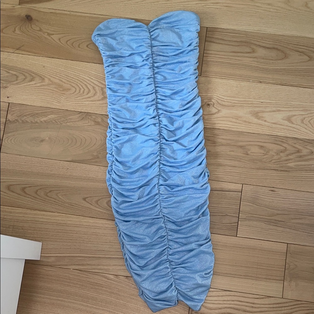 Bebe Sky Blue Strapless Dress